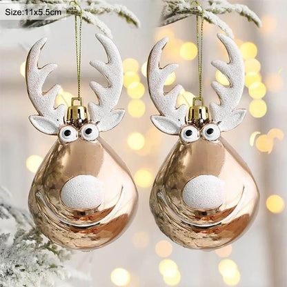 Set of 2 Elk-Themed Christmas Tree Ornaments - Festive Baubles for Home Holiday Decor, 2024 New Year Celebration