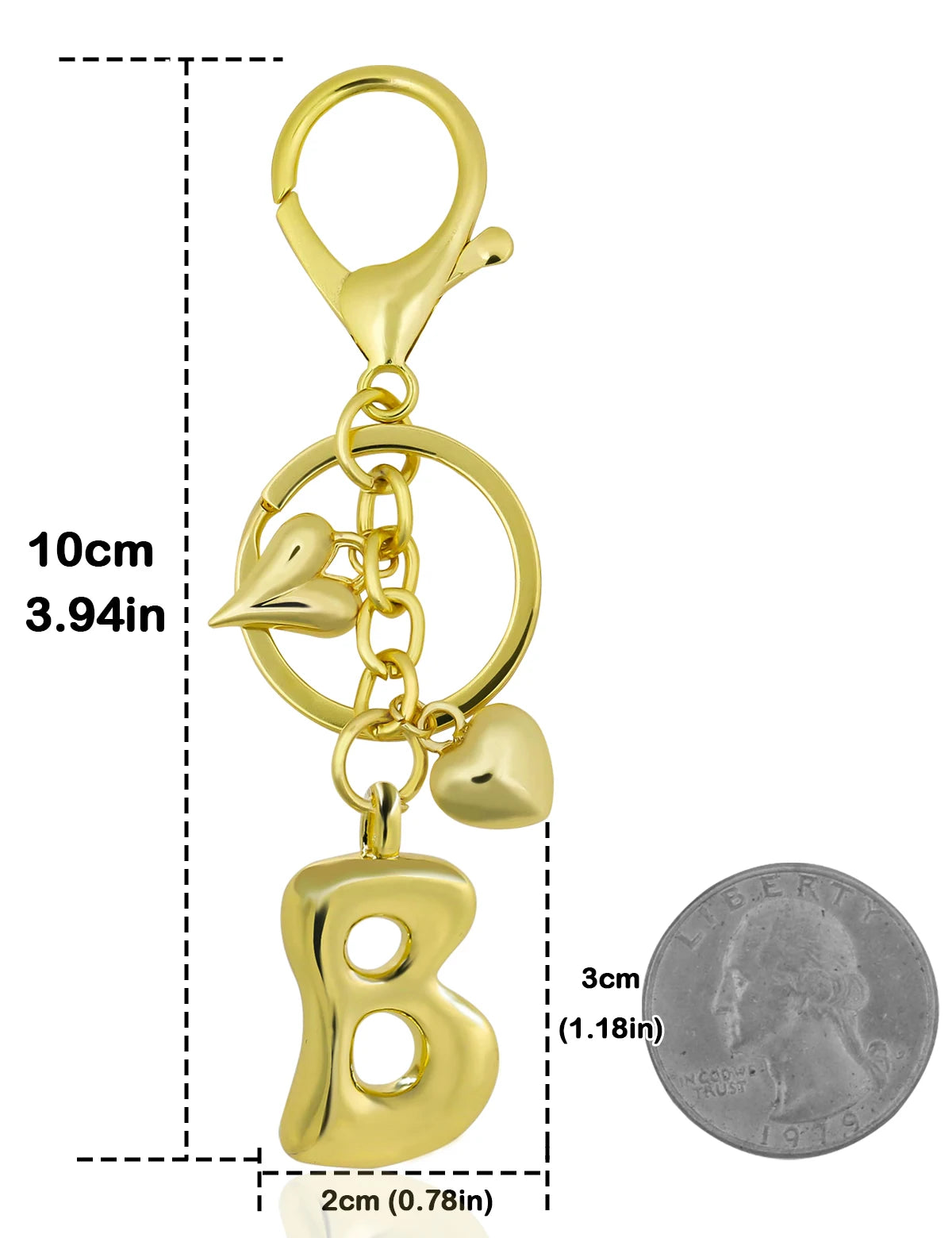 Personlig nøglering guld boblebogstav taskevedhæng gave