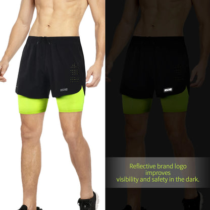 Stretchy men's 2-in-1 running shorts - longer liner, polyester blend, for jogging and gym