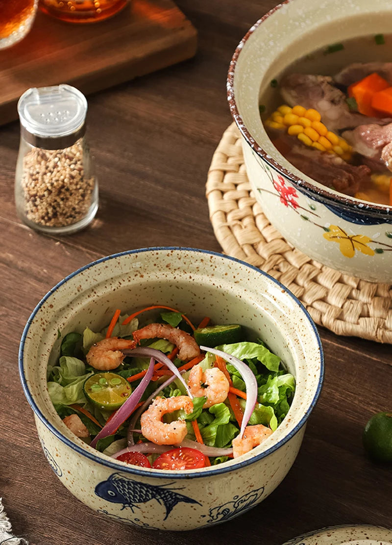 Omedelbar Ramen Skål Med Lock Porslin Stor Kapacitet