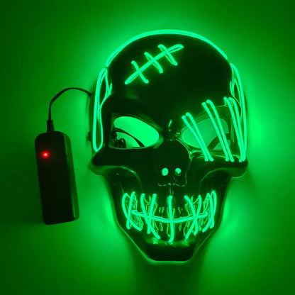 LED Glowing Skull Mask Full Face Halloween 2025 Cosplay