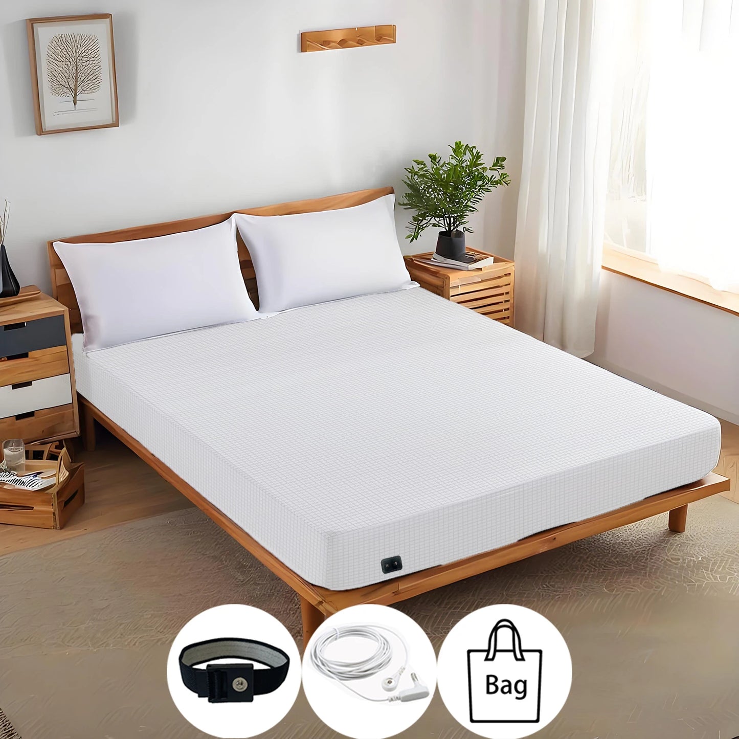 Earthing Fitted Sheet Ten Percent Silver Fiber Grounding