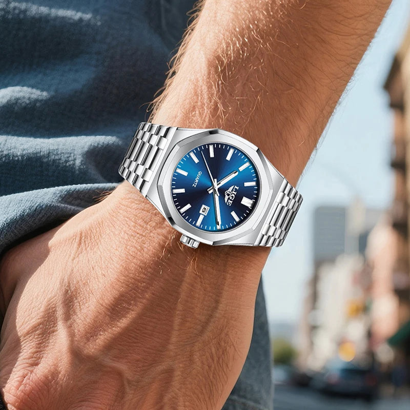 Quartz Watch Stainless Steel Waterproof Luminous Wristwatch