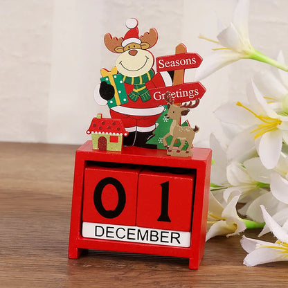 Adorno de calendario de cuenta regresiva de madera para Navidad, decoración de mesa