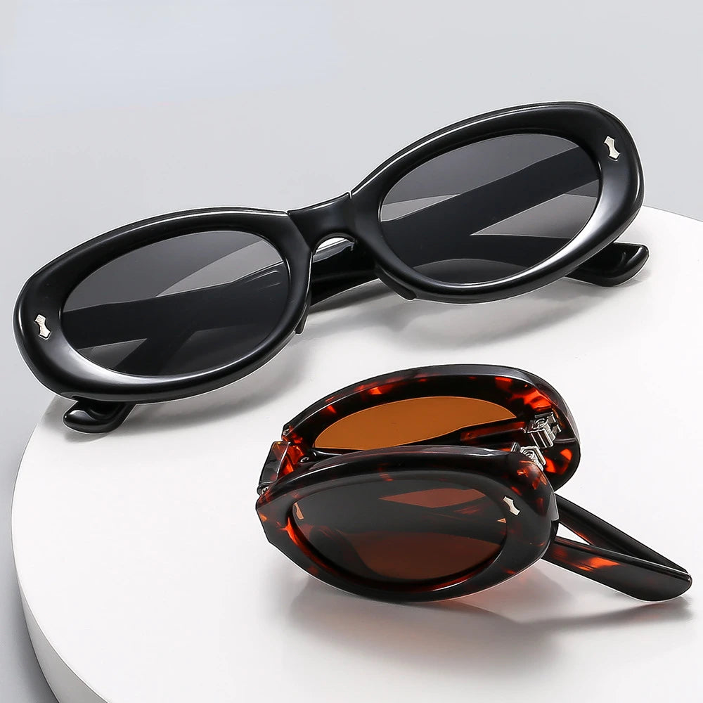 Sonnenbrille Faltbar Elliptischer Rahmen Vintage Retro Brille Sommer 2026 Entspiegelter UV-Schutz