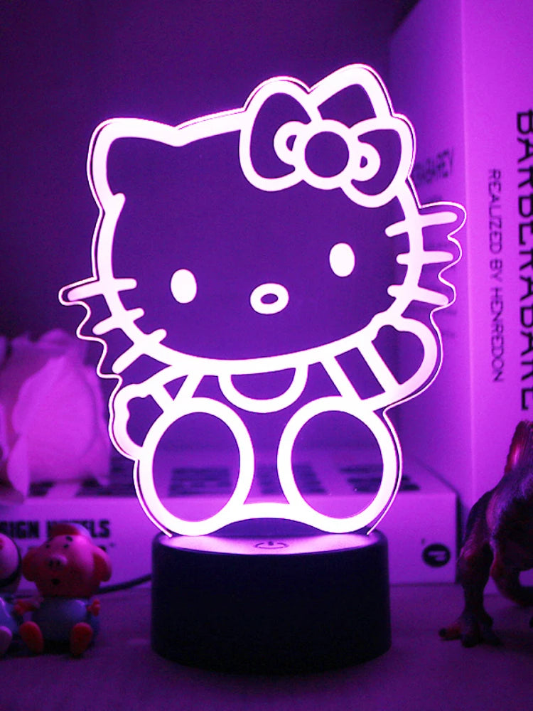 Hello Kitty 3D Anime LED Night Light - Cute Bedroom Lamp