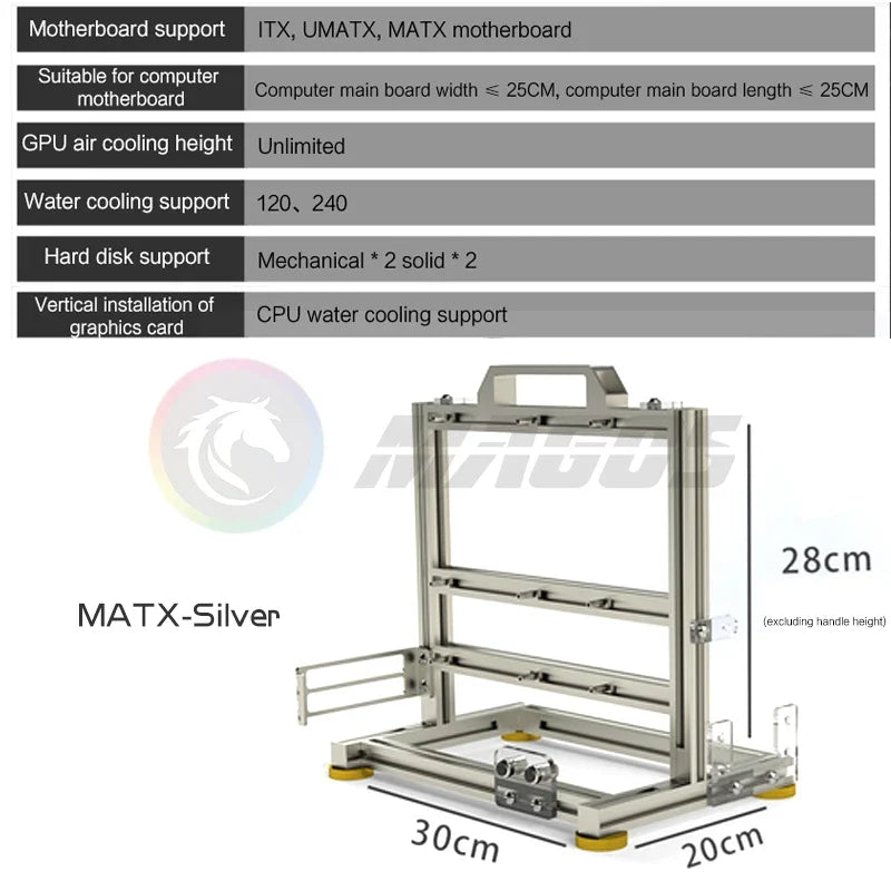 Boîtier PC Open Frame Modulaire ATX MATX ITX Aluminium Rack
