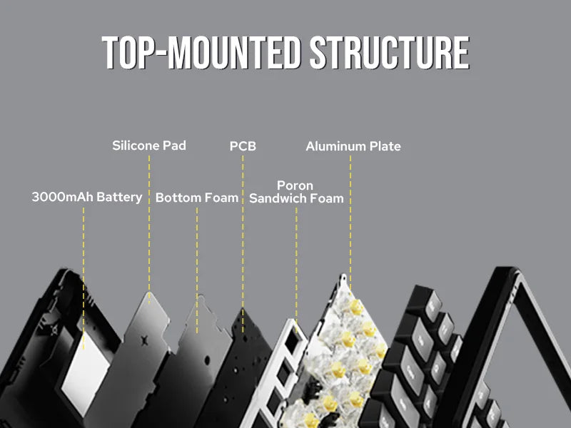 Teclado mecánico 68 teclas inalámbrico Bluetooth RGB efecto Hall