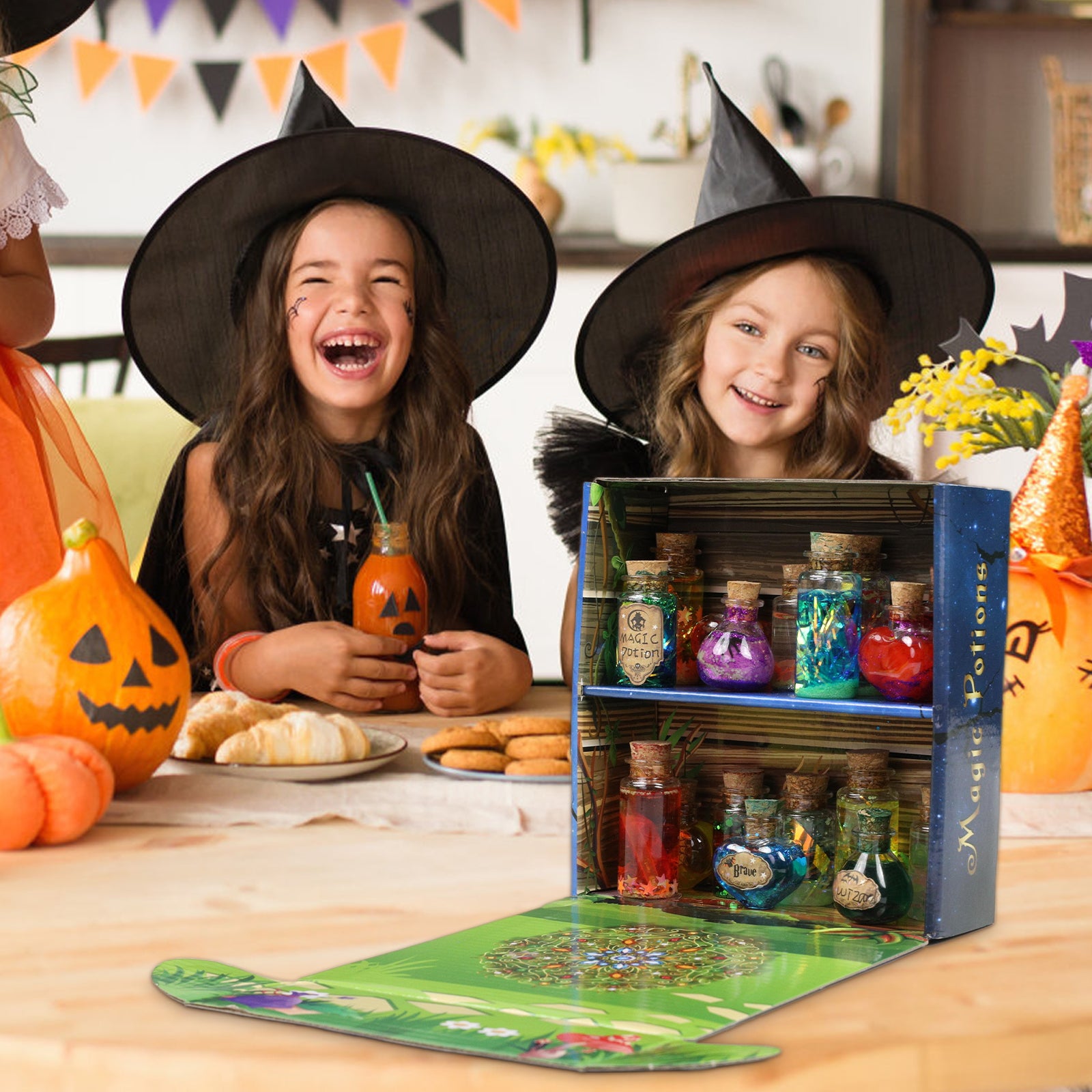 Enchanting DIY Magic Potions Kit for Kids - 24 Bottles, Spell Book & Magical Accessories for Halloween and Christmas Fun