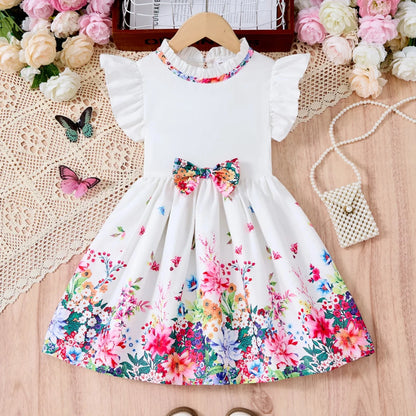 Breathable girls' dress - lace-up sling, sleeveless, flowy, polyester, for summer