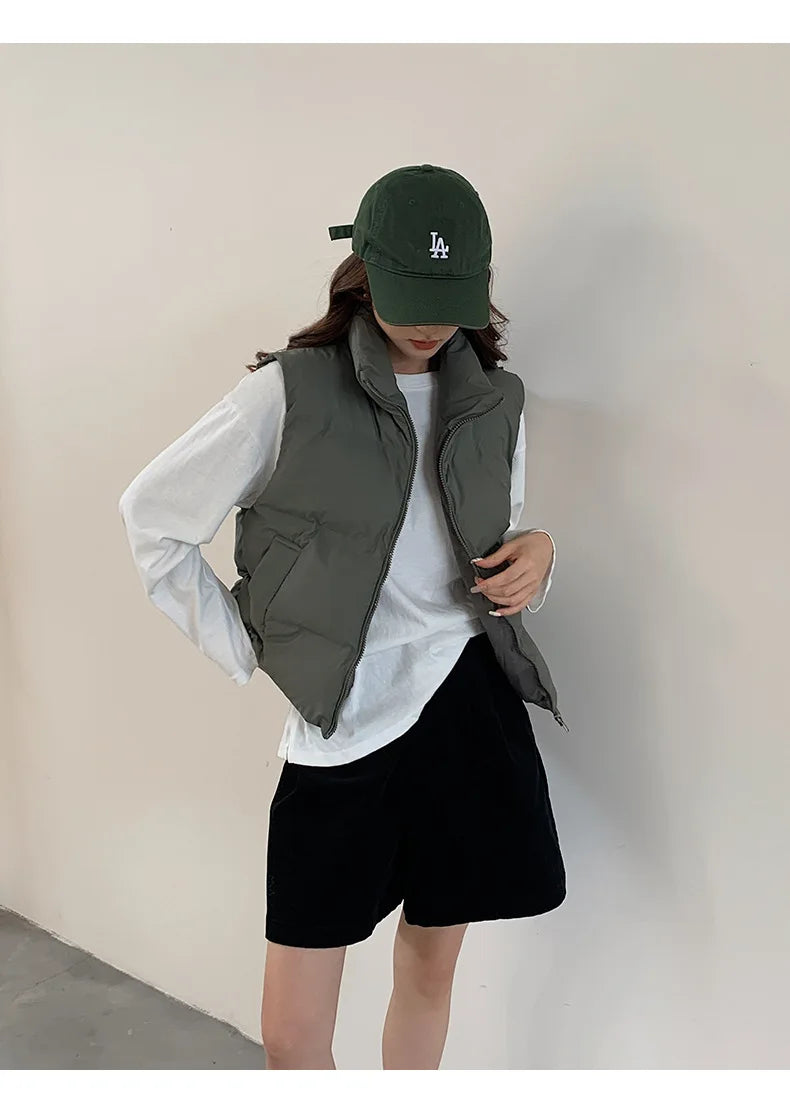 Lightweight Women's Down Vest - Cropped Boxy, Duck Fill