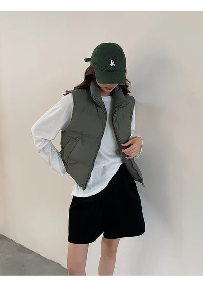 Lightweight Women's Down Vest - Cropped Boxy, Duck Fill