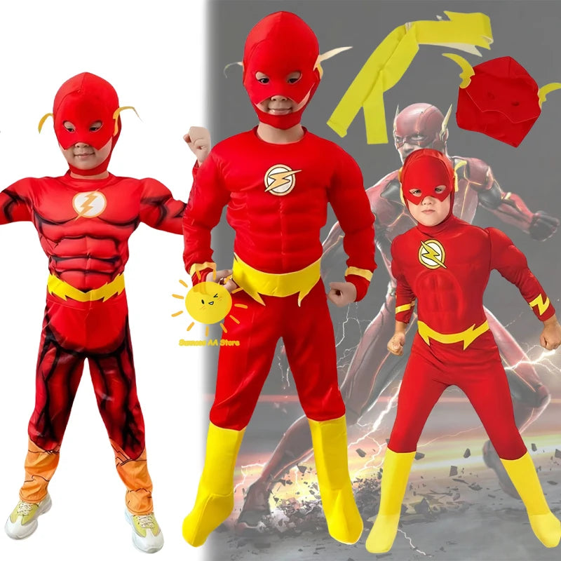The Flash DC-superheldencosplaykostuum, gespierd pak met masker en riem voor volwassenen, Halloween-carnaval 2026