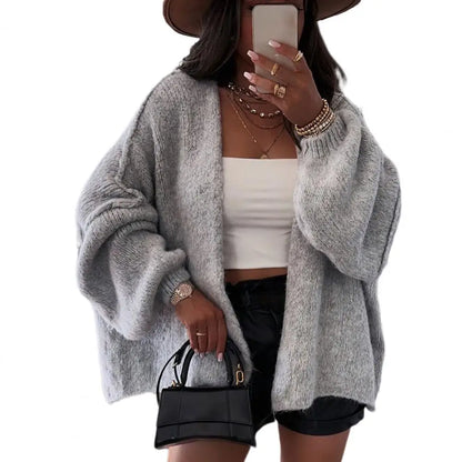 Oversized Women’s Cardigan - Open Front Chunky Knit, Fall