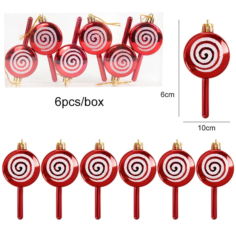 6-Pack Christmas Candy Cane Ornaments - Festive Tree Decorations for Holiday Home Decor, Perfect New Year Gift 2024