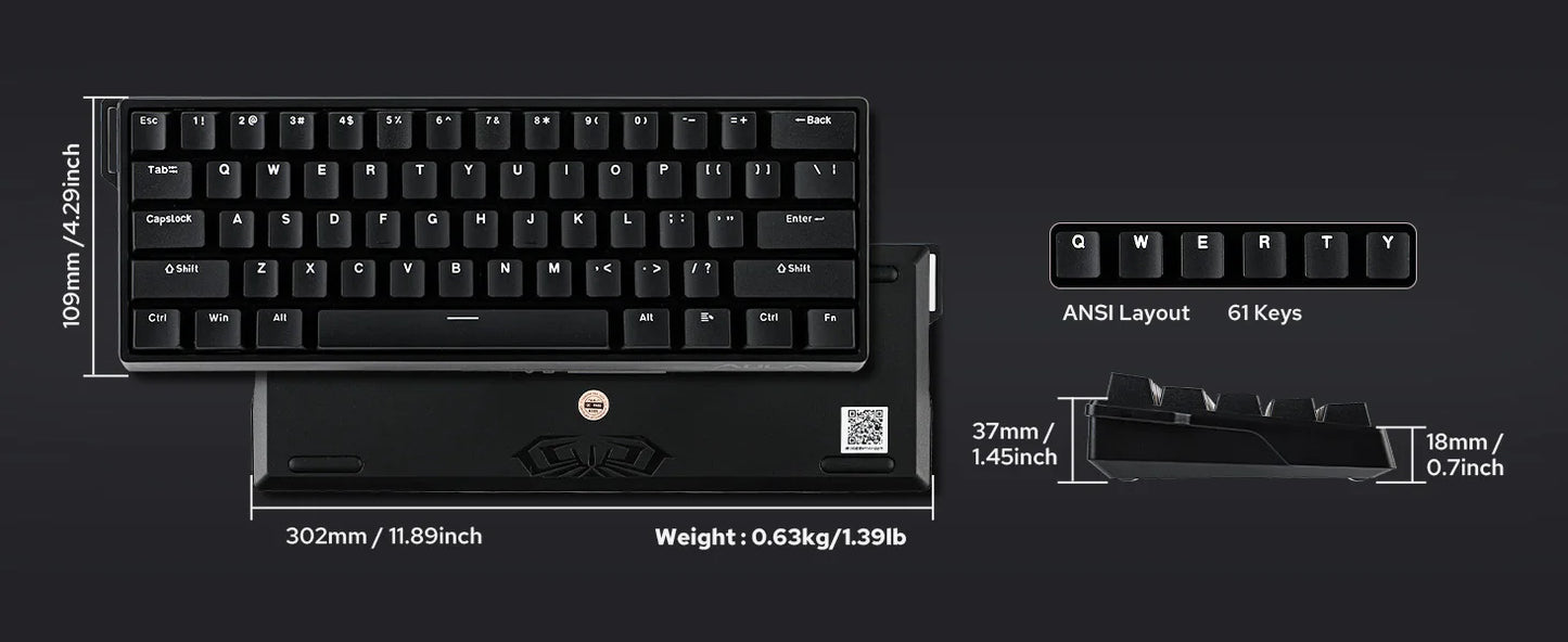 Teclado mecánico intercambiable en caliente del 60 por ciento aluminio RGB Hall