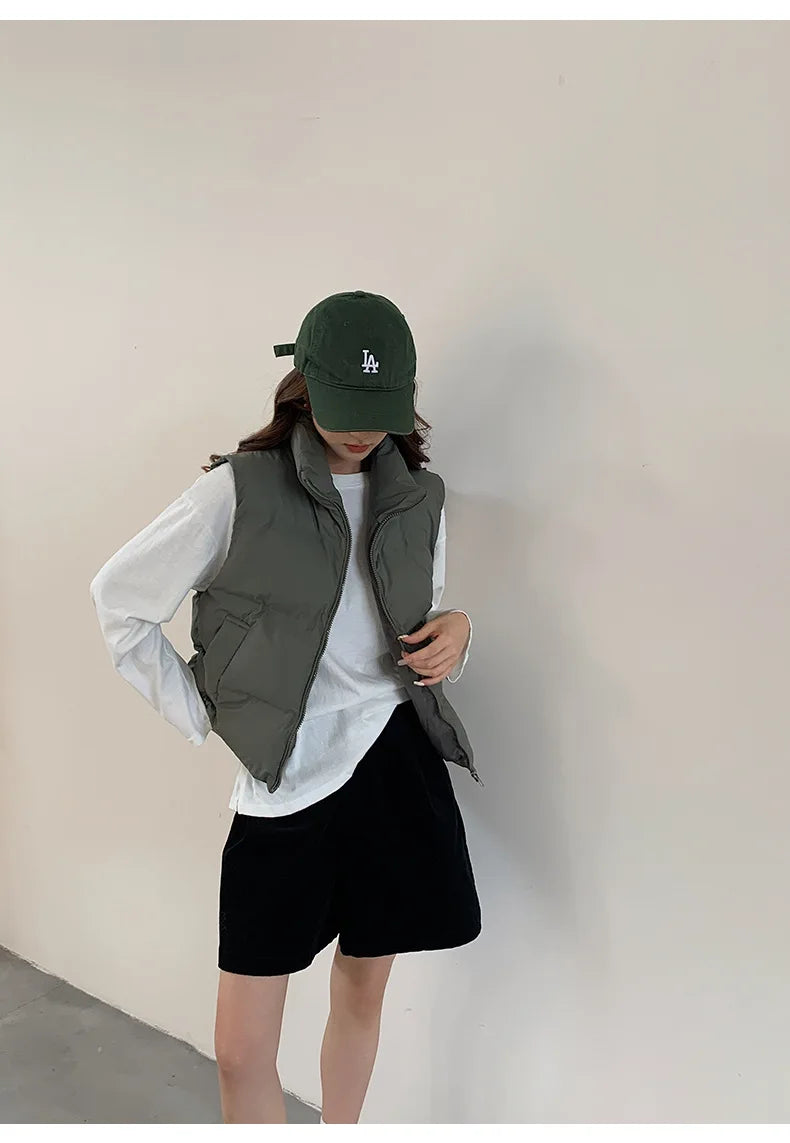 Lightweight Women's Down Vest - Cropped Boxy, Duck Fill