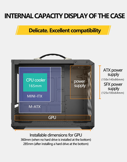 Boîtier Mini ITX Verre Latéral Refroidissement Liquide 240mm Portable