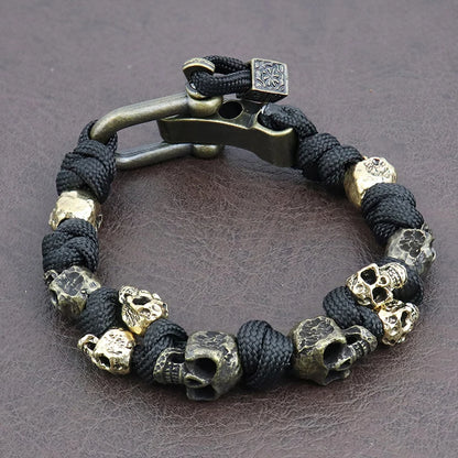 Skull Paracord Bracelet Gothic Wristband Halloween 2026 Gift Idea Adjustable Braided Jewelry