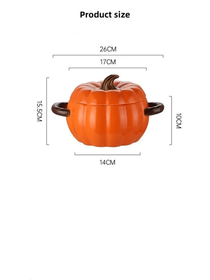 Pumpasoppsgryta 1.4L keramisk skål med lock Halloween