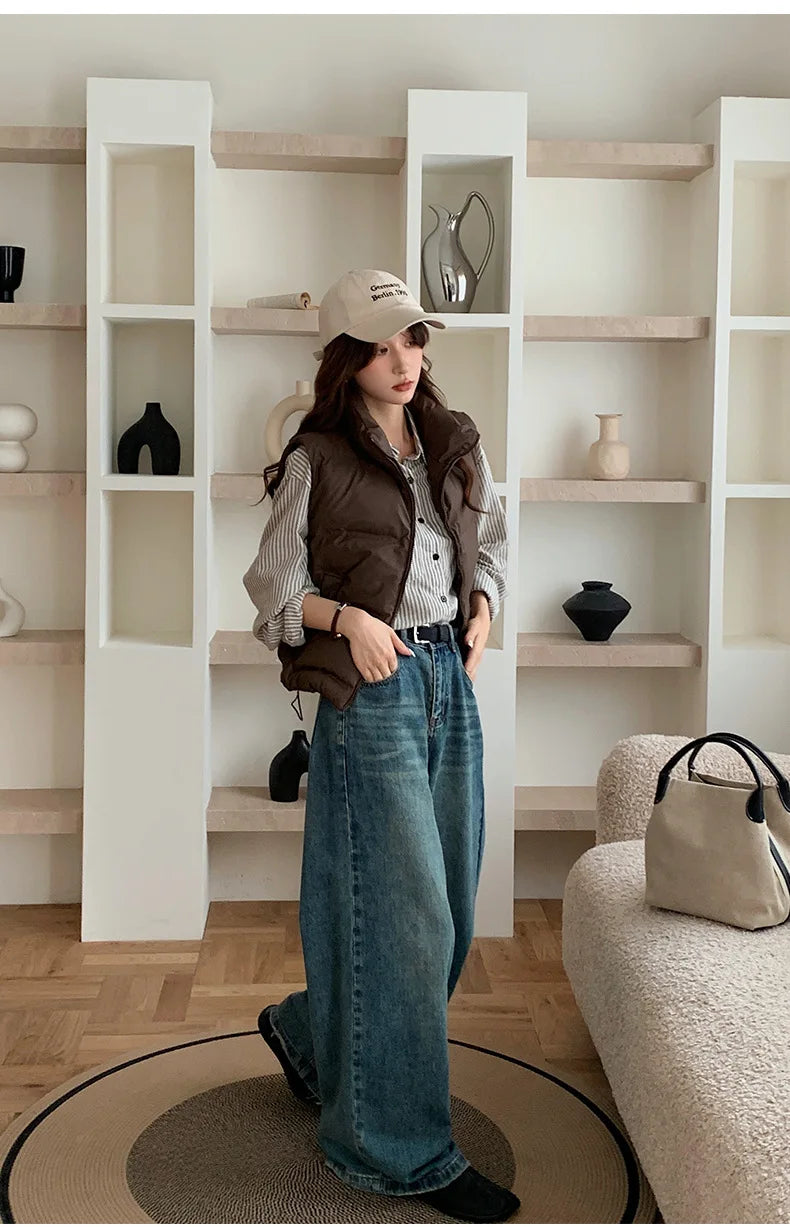 Lightweight Women's Down Vest - Cropped Boxy, Duck Fill