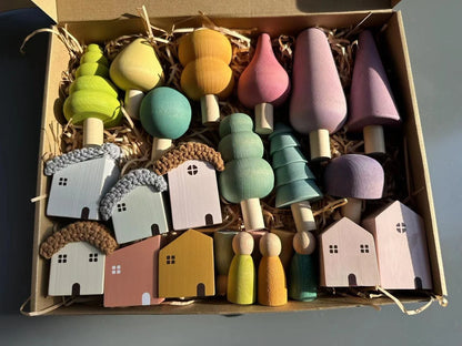 Wooden Building Blocks Pastel Nordic Stacking Play Set Fall 2025 Eco Friendly Imaginative Play Gift