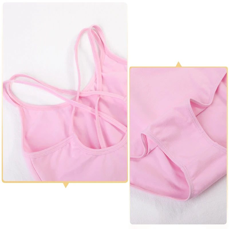 Åndbare pige dragter - dobbelt camisole, krydsryg, bomulds-spandex blanding, til balletklasse