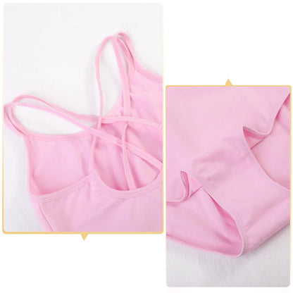 Åndbare pige dragter - dobbelt camisole, krydsryg, bomulds-spandex blanding, til balletklasse