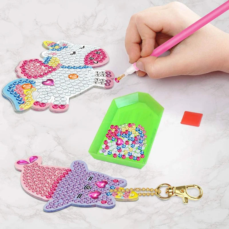 5D Diamond Painting Kit - DIY Unicorn & Mermaid Keychains for Kids, Perfect Arts & Crafts Gift for Ages 8-12, Easter Basket Stuffers