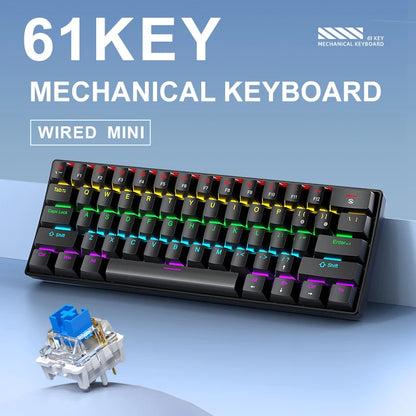 Teclado Mini Mecánico con Cable RGB Portátil 60 Porciento