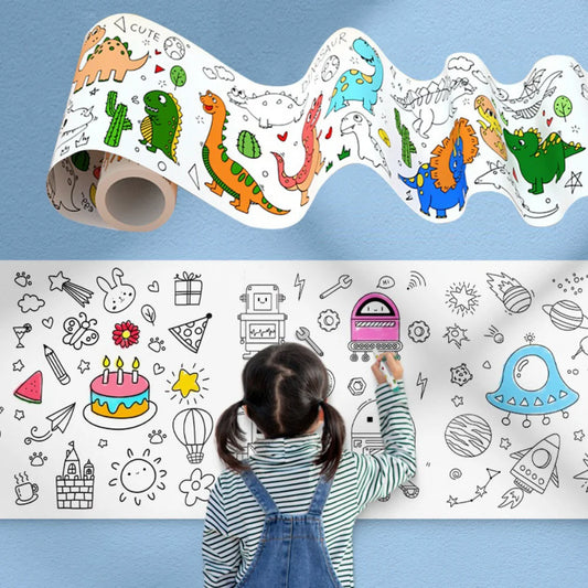 Kids DIY Coloring Scroll - 118 Inch Graffiti Roll, Safe Paper for Creative Art Projects, Educational Crafting Fun for Children