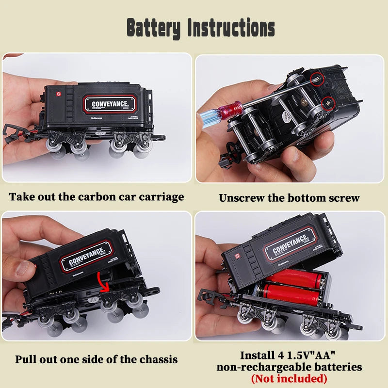 Train Set with Lights & Sounds - Interactive Locomotive Toy for Kids Battery-Powered Electric Steam