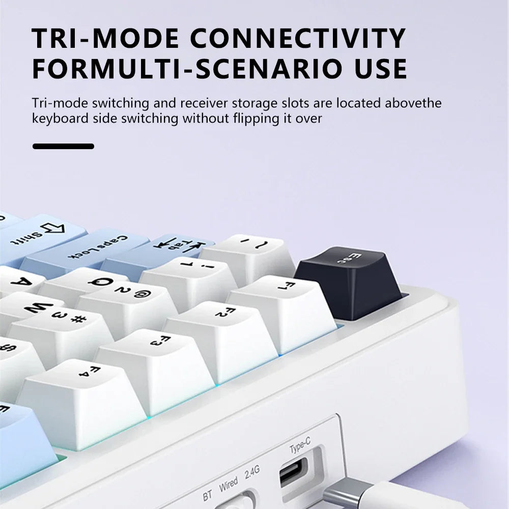 Teclado mecánico para juegos 75% Hot Swap RGB TFT inalámbrico