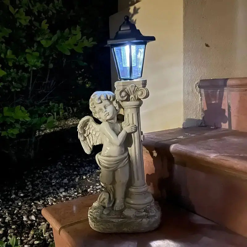 Statua luce angelo solare 49 cm luce da sentiero da giardino esterno decorazione religiosa cattolica idea regalo
