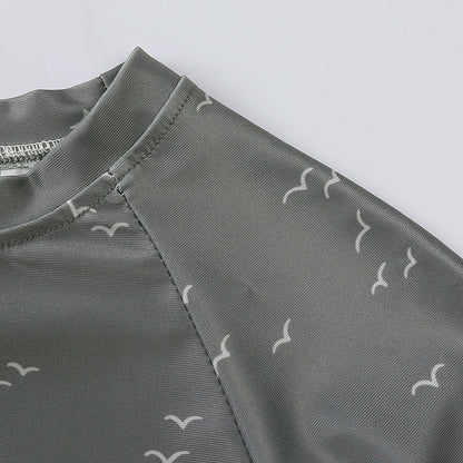 Hurtigtørrende unisex baby badetøj 2-delt sæt – langærmet rashguard top, shorts, polyester, sommerstrandtøj