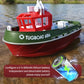 Powerful Dual Motor RC Tugboat Model - 1:72 Electric Remote Control Boat for Boys, Wireless Fun