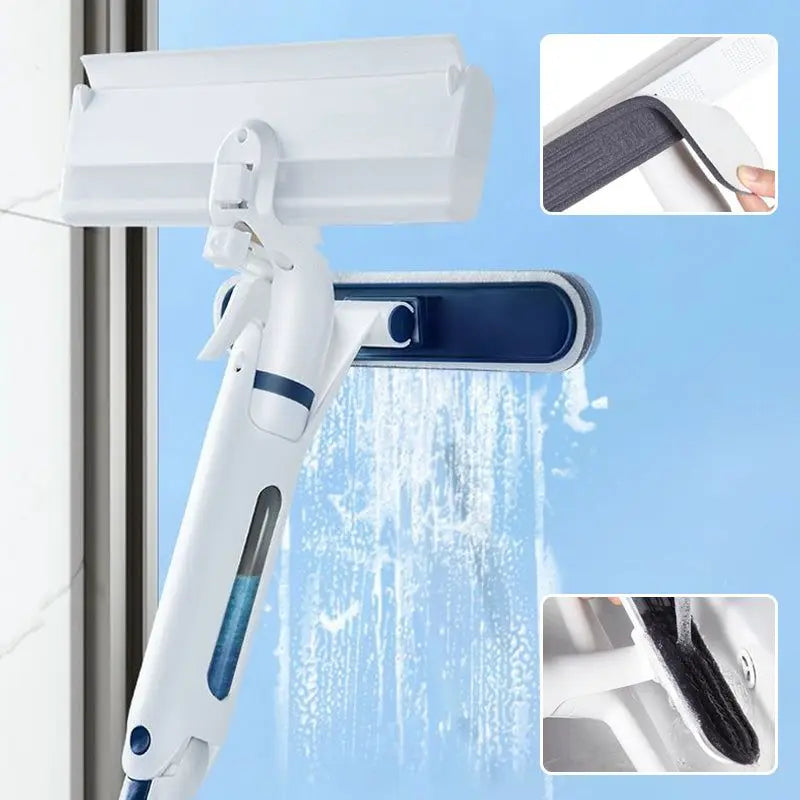 Multifunctional Window Spray Mop with Silicone Scraper - Household Cleaning Tool for Streak-Free Shine