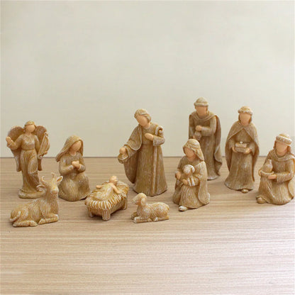 Nativity Set 10-Piece Resin Nativity Scene For Christmas Decor, Timeless Religious Ornaments Gift Idea