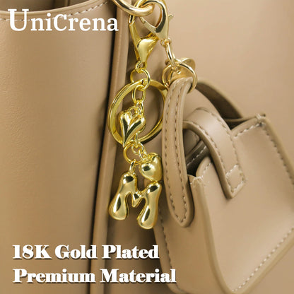 Personlig nøglering guld boblebogstav taskevedhæng gave