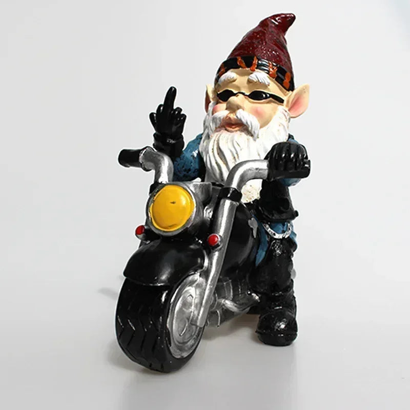 Statua Gnomo da Giardino in Resina Figurina Nano Motociclista Decorazione Esterna Cortile Idea Regalo Autunno 2026