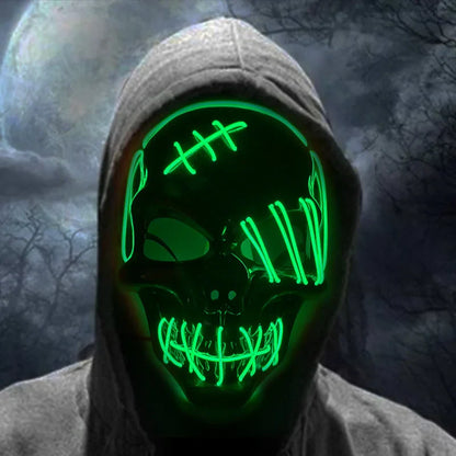 LED Glowing Skull Mask Full Face Halloween 2025 Cosplay