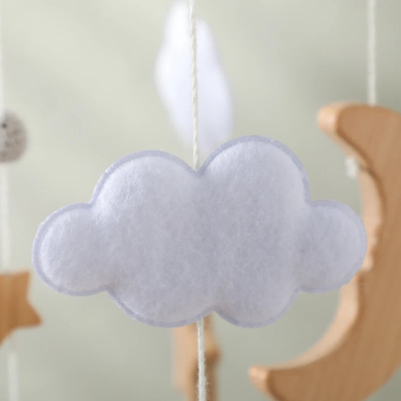 Wooden Felt Animal Crib Mobile With Soothing Calming Music
