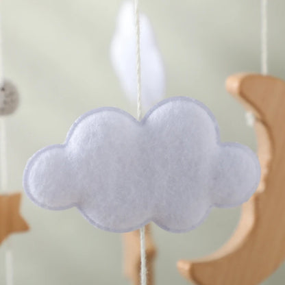 Wooden Felt Animal Crib Mobile With Soothing Calming Music