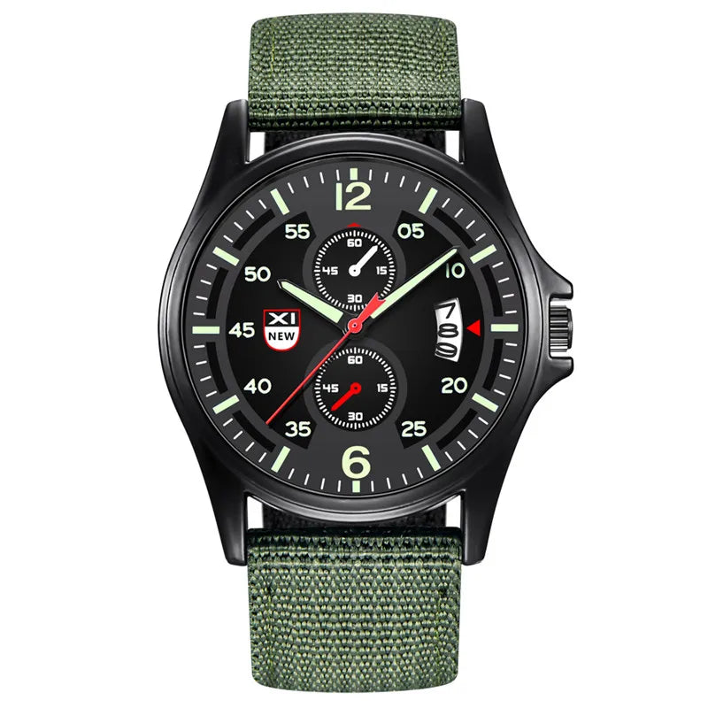Nylon Band Military Quartz Watch With Date Display