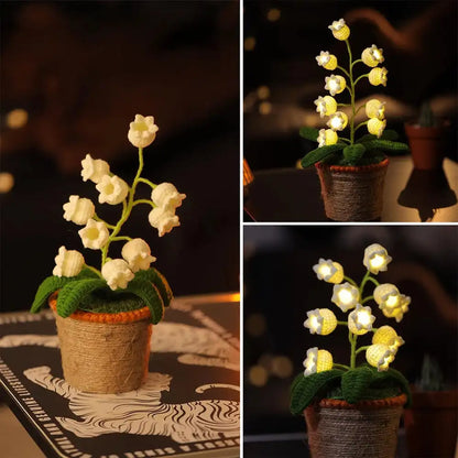 Knitted Lily Of The Valley Cotton Rope Pot Lamp Cozy