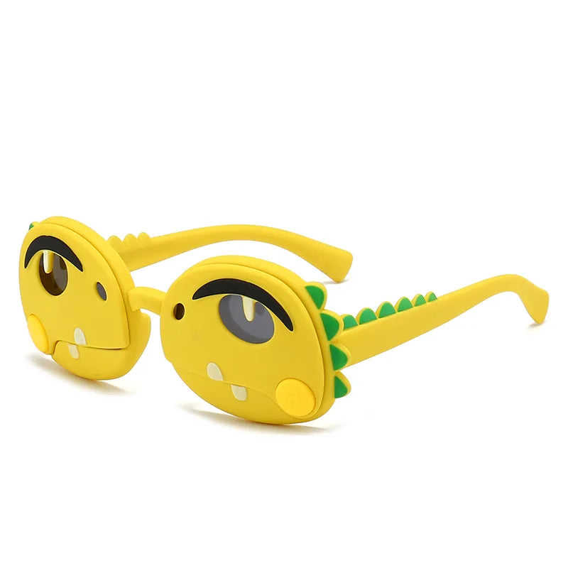 Polarized Kids Sunglasses Cartoon Dinosaur Frames Summer 2026 UV Protection Lightweight Silicone