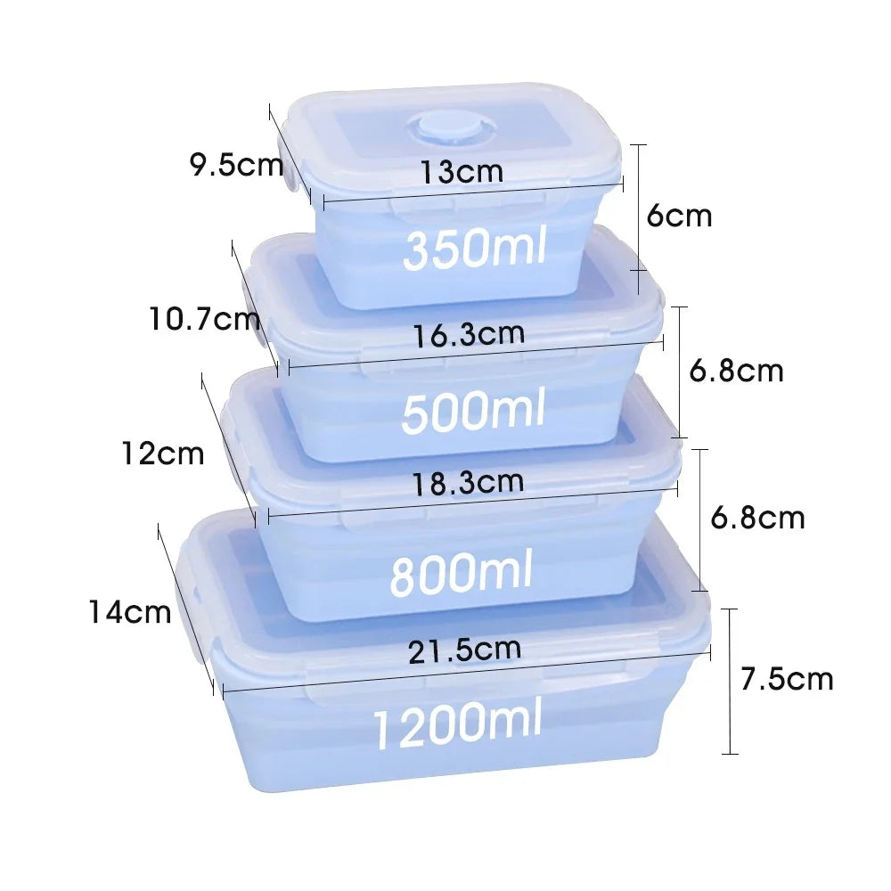 Silicone Collapsible Meal Prep Containers Set - Space-Saving Food Storage with Lids & Vent