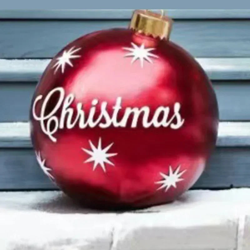 60CM Multicolor PVC Christmas Inflatable Ball - Giant Outdoor Decoration for Holiday Celebrations, Festive Ornaments and Gifts