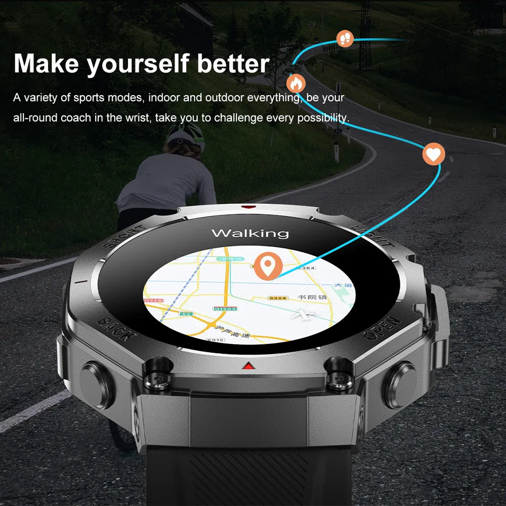 Smartwatch GPS Health Monitor - AMOLED Display, Bluetooth Calling, 3ATM Waterproof Fall 2025 Fitness Gift