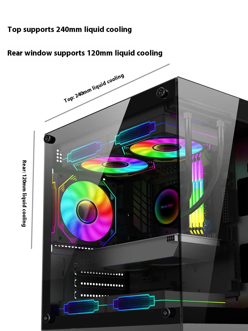 Mini ITX PC kabinet 240mm vandkøling MicroATX chassis